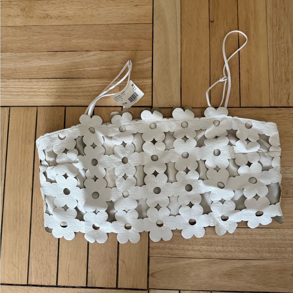 White Floral Cutout Crop Top